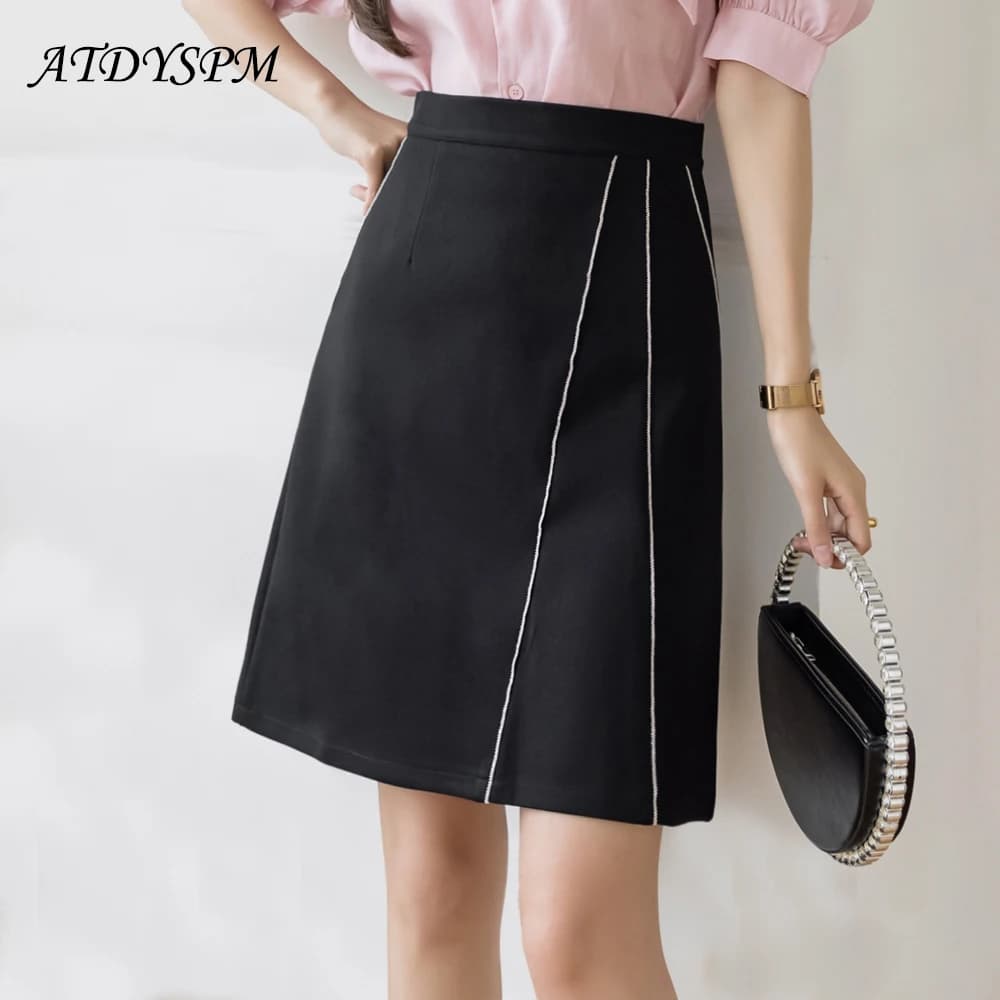 Minigonne Chic a Righe Luminose, Nuova Moda Coreana, Gonna Corta Oversize a Vita Alta, Stile A-Line per Ufficio, Jupe Femme