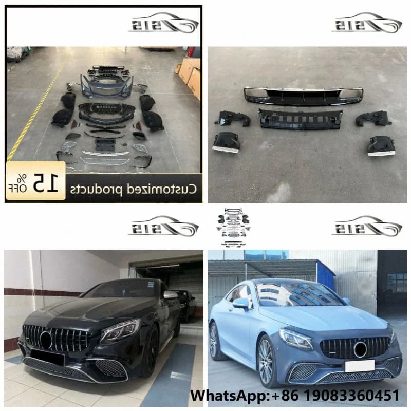 S-Class C217 S65 Coupe Body Parts Plastic Material C217 Front Bumper Rear Diffuser Exhaust Tips Body Kits Front Grille