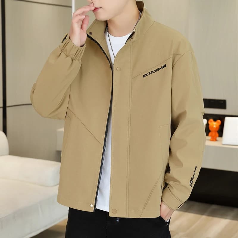 Casual Thin Men's Jacket 2026 New Style Spring Autumn Fashionable Youth Outerwear Polyester Standard Fit Zipper Decorated