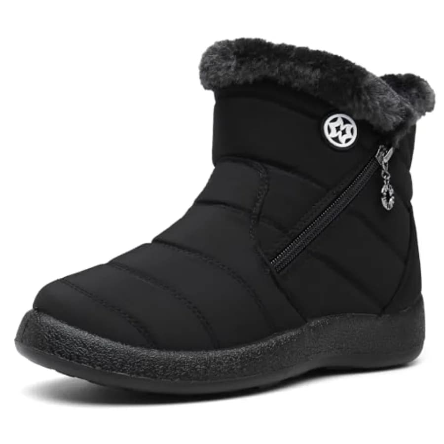 Hsyooes Womens Warm Fur Lined Winter Snow Boots Waterproof Ankle Boots Outdoor Booties Comfortable Shoes for Women