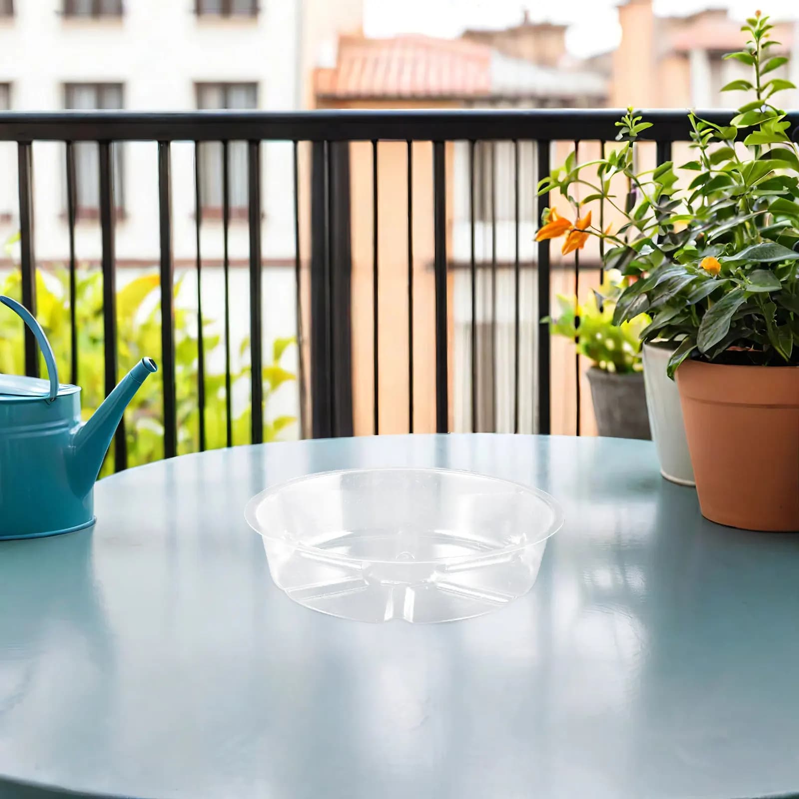 Set di 12 Sottovasi in Plastica Trasparente, Vassoi Rotondi per Piante da Interno, Raccoglitore d'Acqua per Vasi, Base per Piante Succulente
