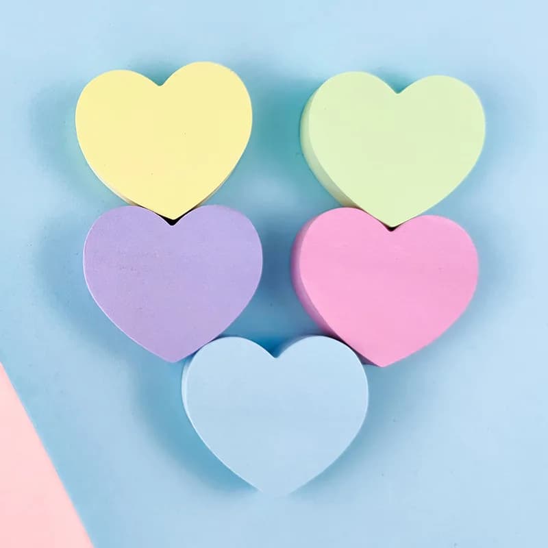 Blocco note autoadesivo con note adesive a forma di cuore da 120 fogli, adesivo per agenda per notebook, per accessori di cancelleria per ufficio e scuola