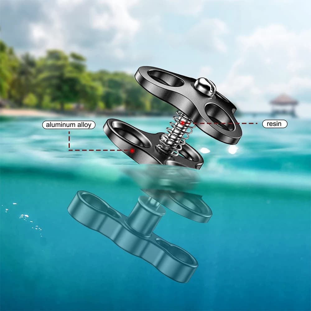 Seafrogs 1"Aluminum Ball Clamp Mount, Standard Underwater Ball Clamp Mount,360 Degree Clip Adapter Bracket Holder For Dive Light