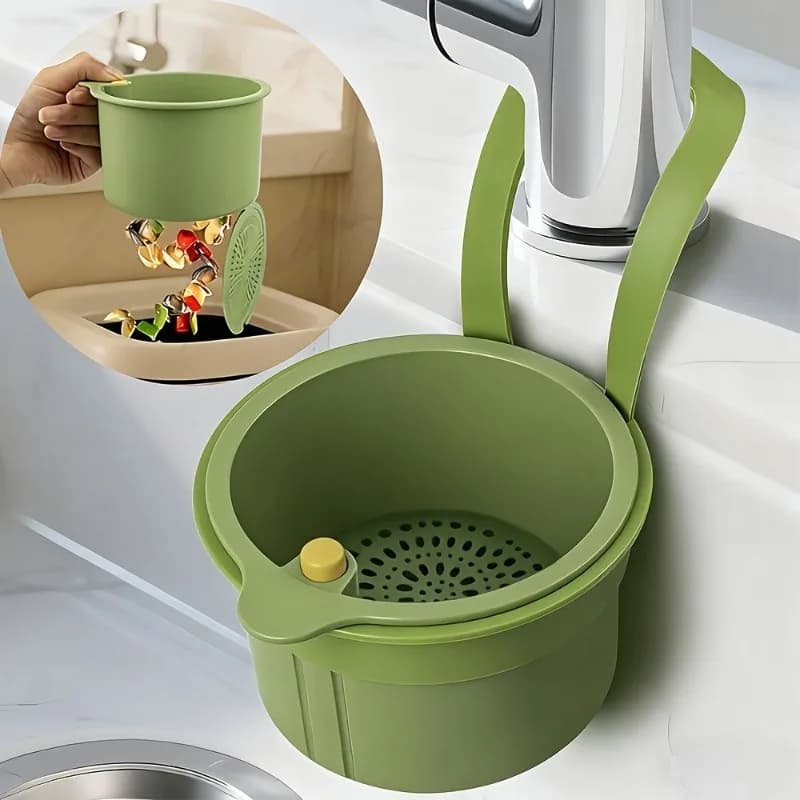 1pc Random Color Press-Type Removable Double-Layer Mesh Drain Basket Food Waste Filter Basket Sink Drain Rack Kitchen Bathroom
