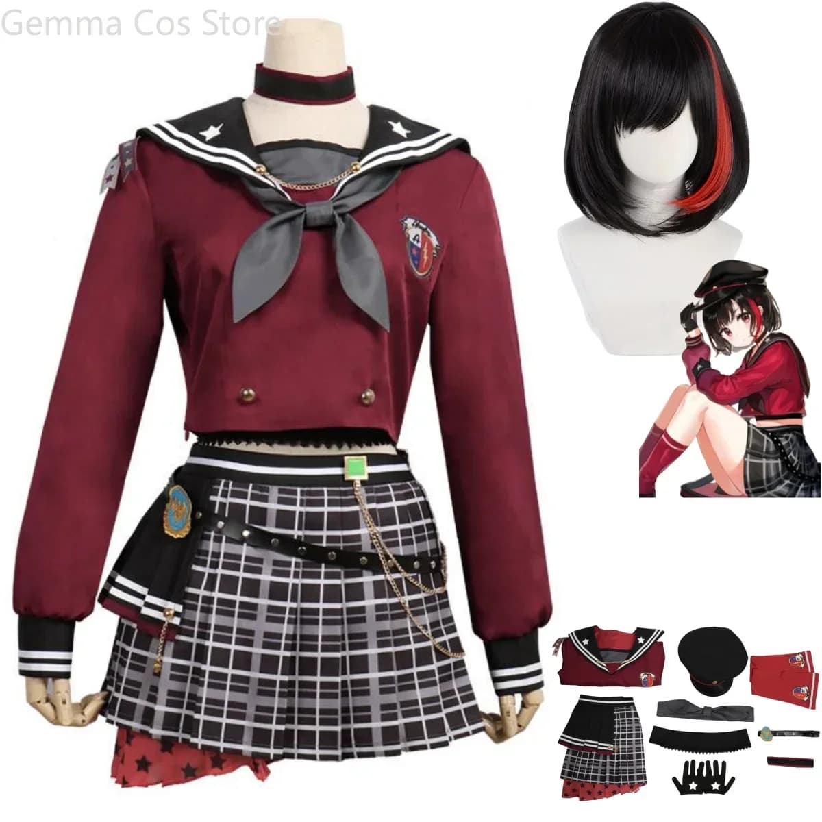 Anime BanG Sogno! Mitake Ran Costume Cosplay Parrucca Afterglow Membri della squadra Gonna uniforme Set completo Donna Abito natalizio sexy Kawaii