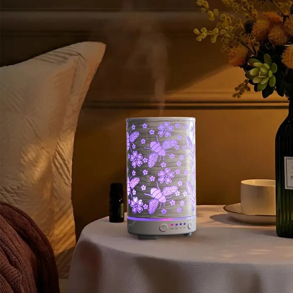 Funzione di temporizzazione Diffusore di oli essenziali Diffusore di profumo da 100 ml Libellula cava Ape Umidificatore ad ultrasuoni Diffusore di aromi di ferro