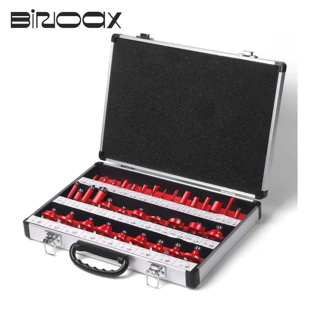 Binoax 35 pezzi Set di punte per Router 6mm e 1/4 "punte per Router con punta in carburo di tungsteno con gambo strumento per la lavorazione del legno