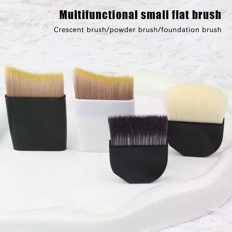 1 pz pennello per fondotinta a una linea ultrasottile pennello per maschera a forma di mezzaluna manico corto soffice setola morbida strumento di bellezza professionale