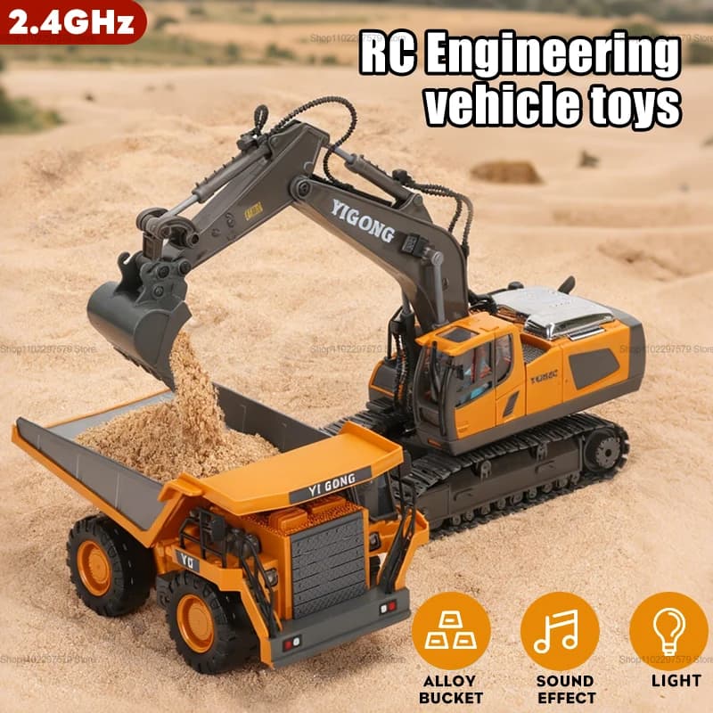 Nuovo 2.4G RC Escavatore di Controllo Remoto Camion In Lega RC Crawler Ingegneria Veicolo Camion Radiocomando Autocarro Con Cassone ribaltabile Regalo Dei Bambini Per