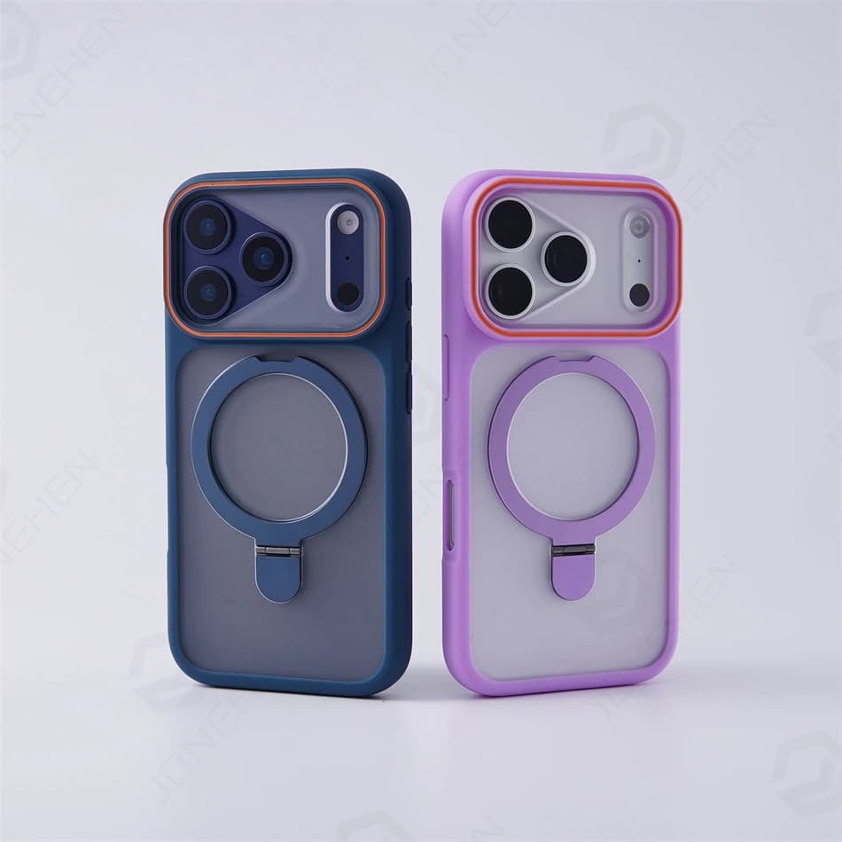 Shockproof Luxury Case with Magnetic Ring and Support for iPhone Air 17 Pro Max 16 15 14 13 12, Opaca Translucent Cover Compatible with Magsafe