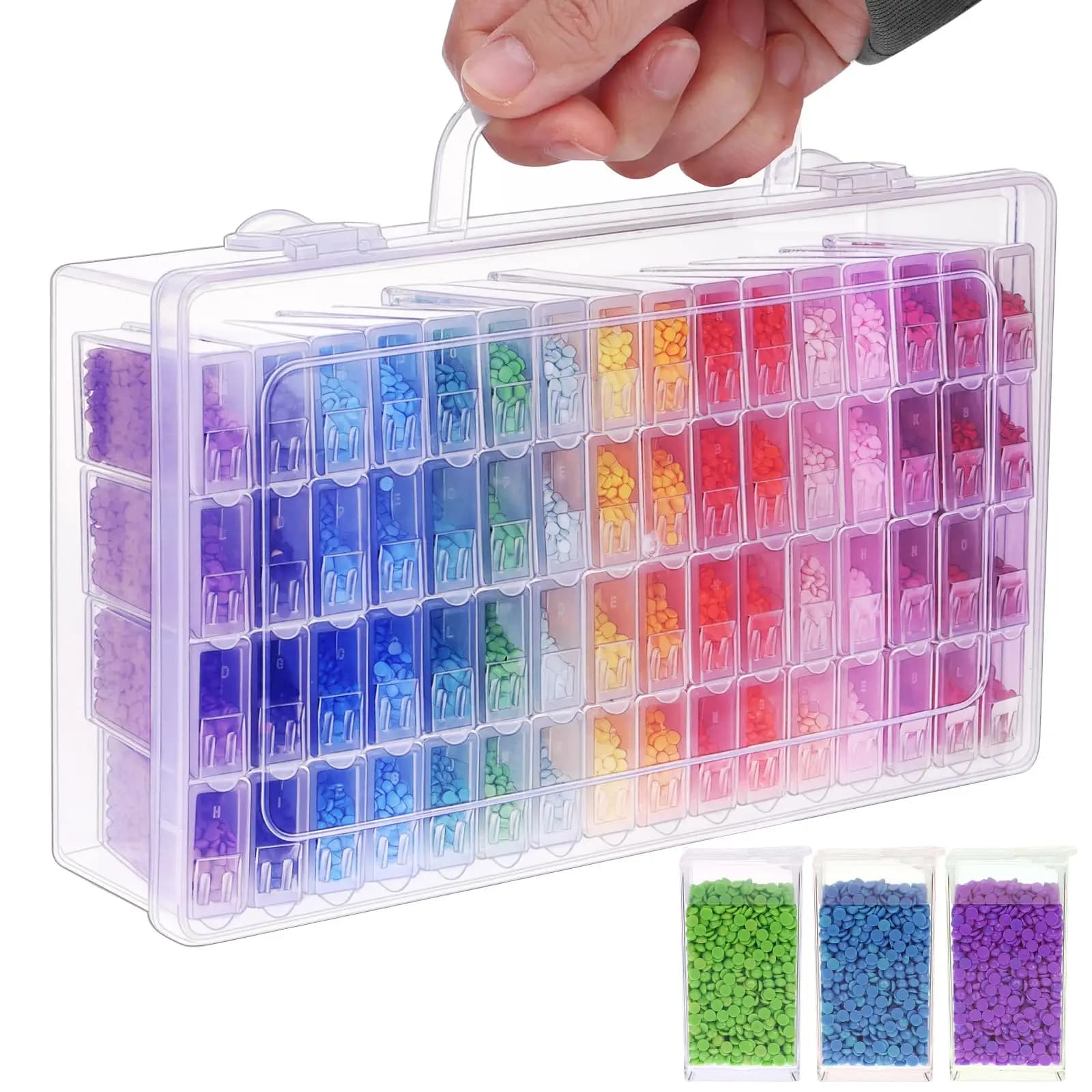 Scatola portaoggetti per Diamond Painting da 64 scomparti (1/2/3/4 pezzi), contenitore per accessori per ricamo con diamanti, scatola per pietre, contenitore per mosaico