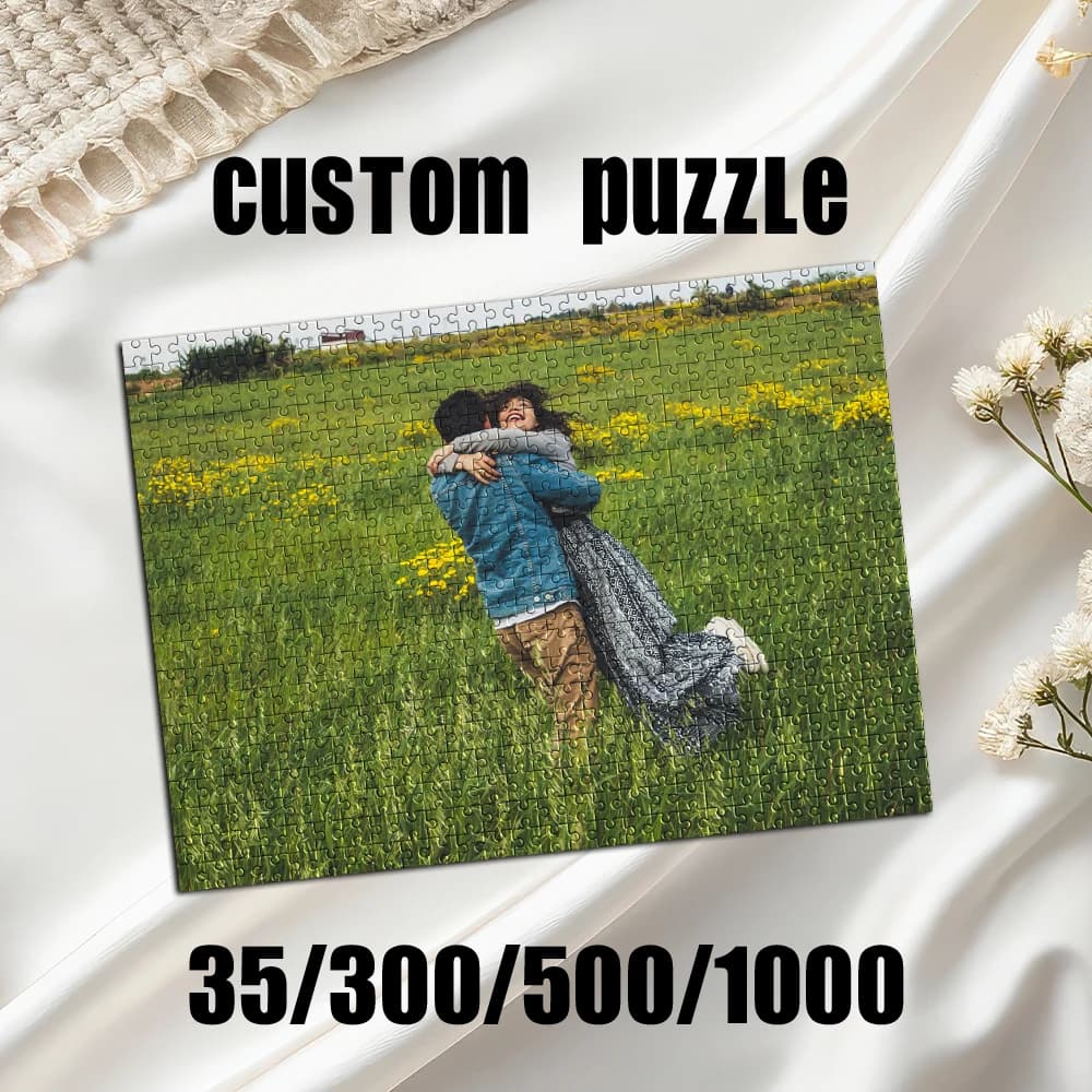 Puzzle Personalizzato con Foto, Coppia in Pianura, Giocattolo Fai-da-Te, Decorazione per Buste, Regalo da Collezione, Idea Regalo di Natale