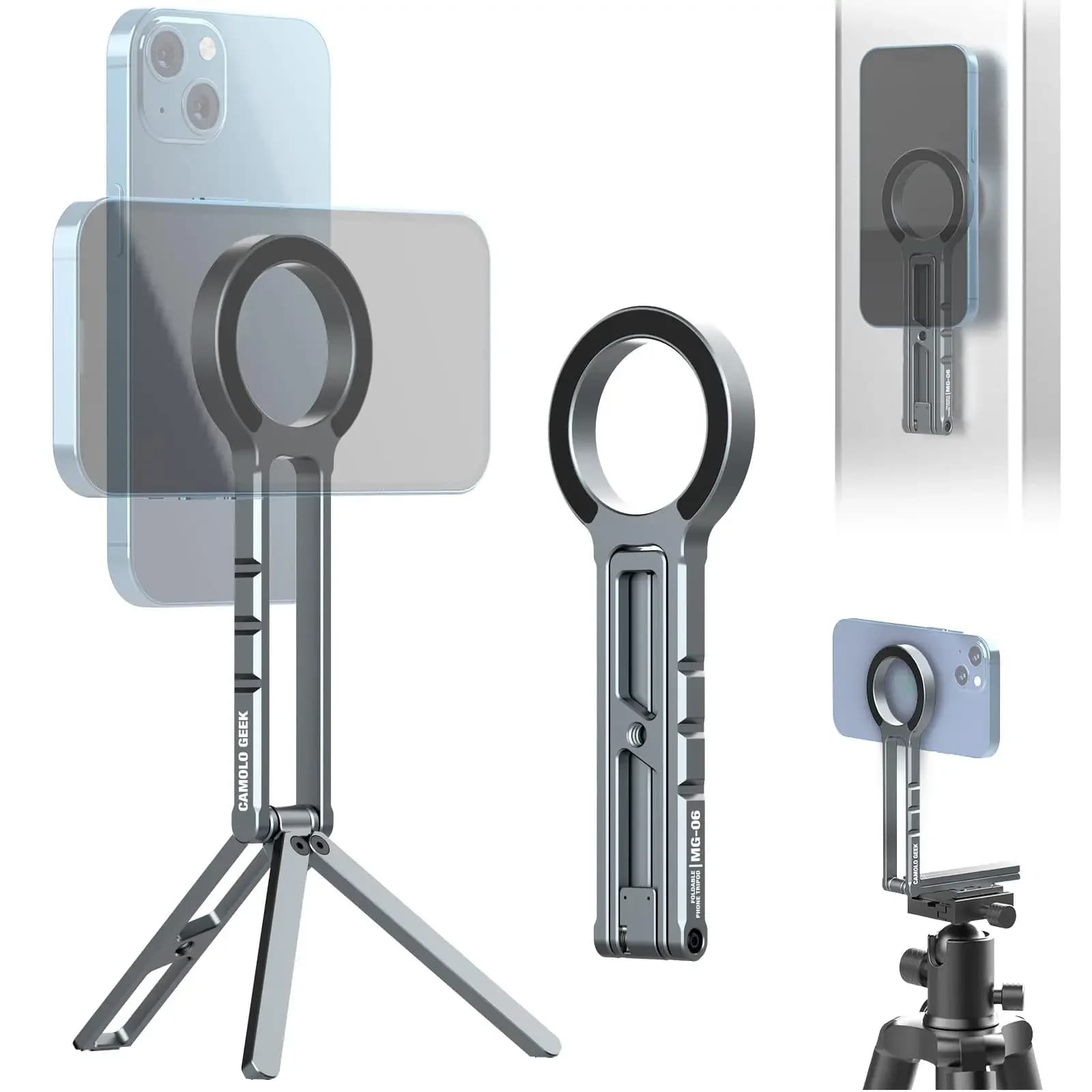 CAMOLO MG-06 Magnetic Phone Tripod Stand W/ Magsafe Mini Tripod Pocket Cell Phone Stand for iPhone 16 15 14 13 12 HUAWEI Xiaomi