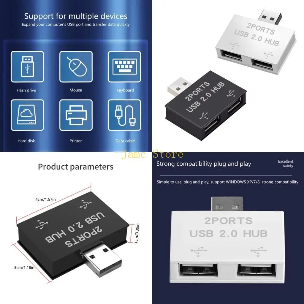 LX0B 480Mbps USB 2.0 doppio hub adattatore splitter femmina migliora connessione