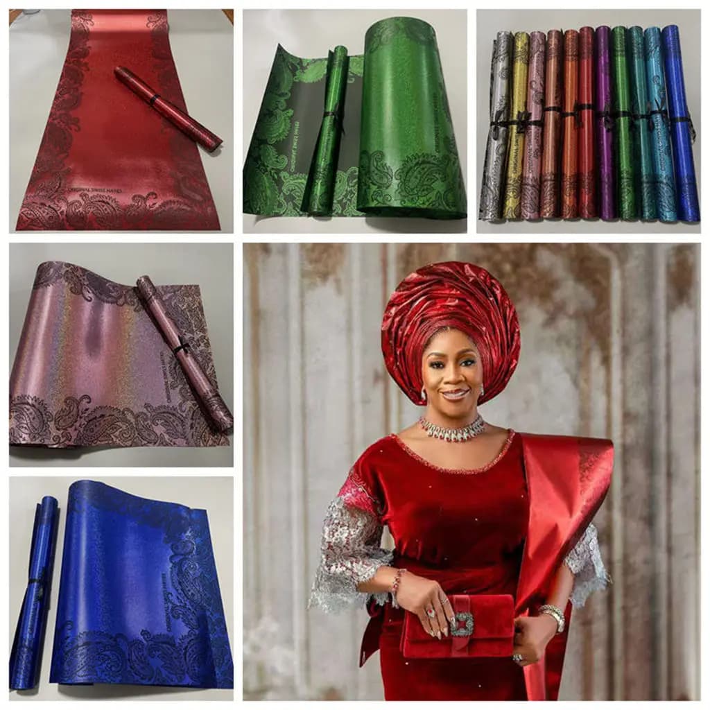 2026 Luxury Muti Sego Wrapper Nigerian 3D SEGO headtie Swiss Turban Headscarf Gele & Ipele 2pcs/bag Women's Party Accessory