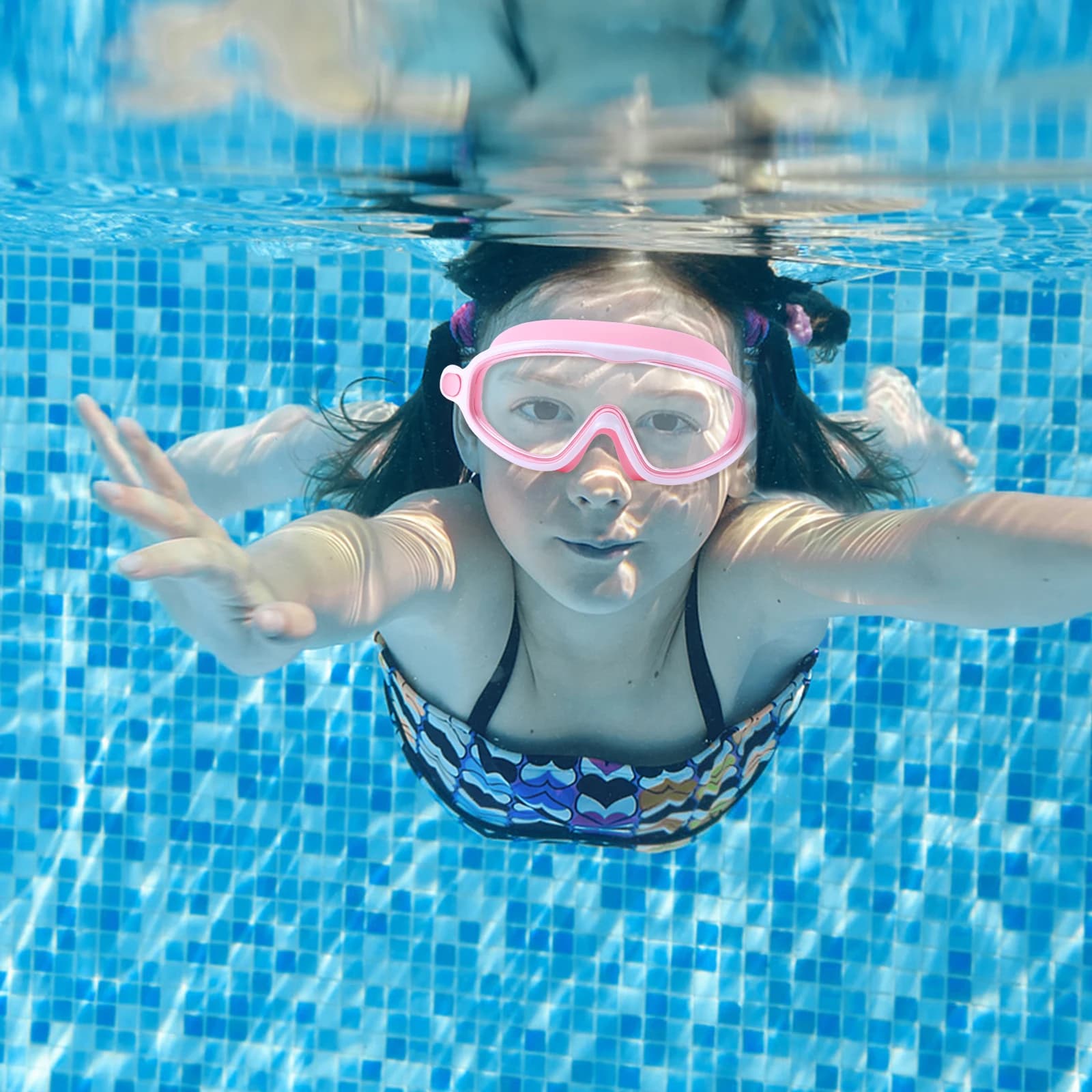 Occhiali da immersione HD da 2 pezzi con tappi per le orecchie, occhiali con montatura grande, occhiali da nuoto impermeabili con ampio campo visivo, attrezzatura professionale per il nuoto