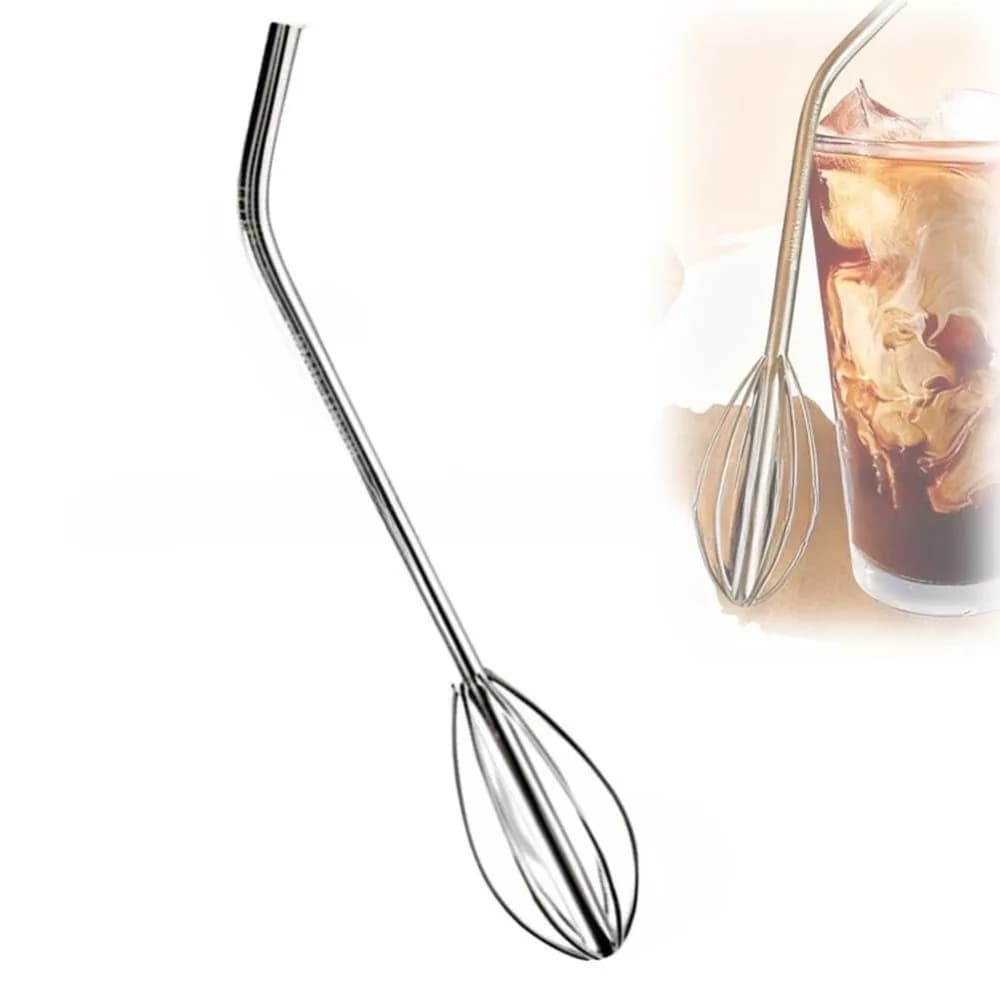 Innovazione 2-in-1: Frullatore con Cannuccia in Acciaio Inossidabile