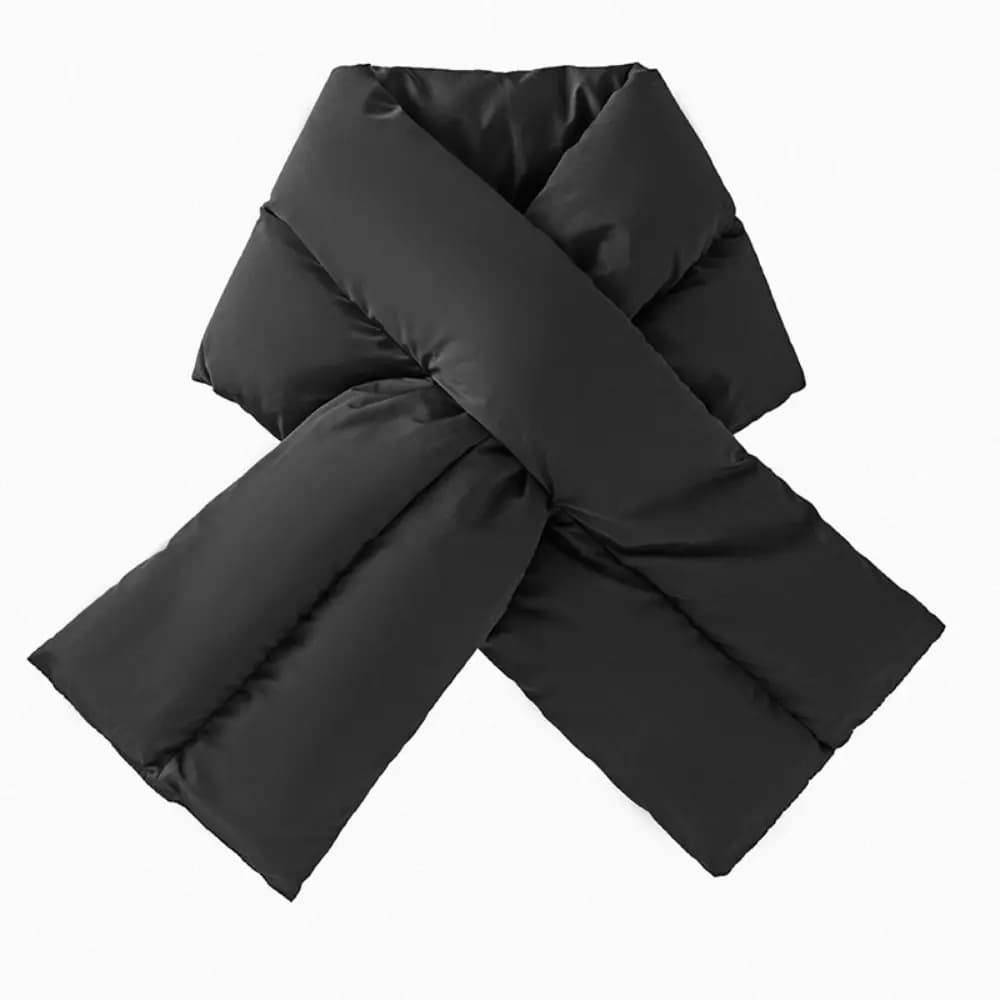 Fashion Padded Down Neck Scarf Keep Warm Korean Style Cross Scarf Solid Color Neck Protection Thermal Shawl Running