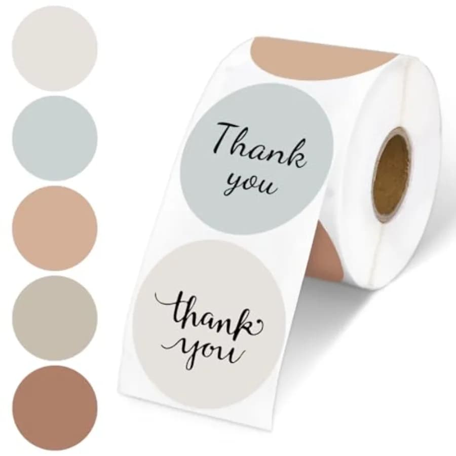 Boho Direct Thermal Labels Stickers 2 Inch Neutral Colors Round Self-Adhesive Printer Decals for DIY Candle Name Tag Logo Desig