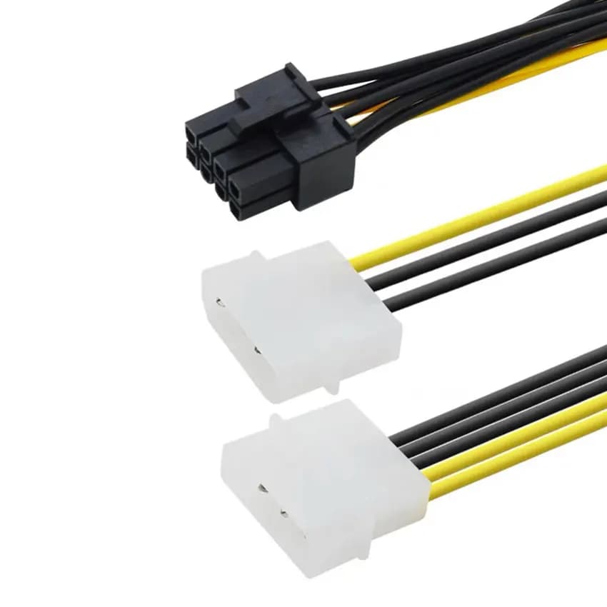 18cm 8Pin To Dual 4Pin Video Card Power Cord Y Shape 8 Pin PCI Express To Dual 4 Pin Molex Graphics Card Power Cable