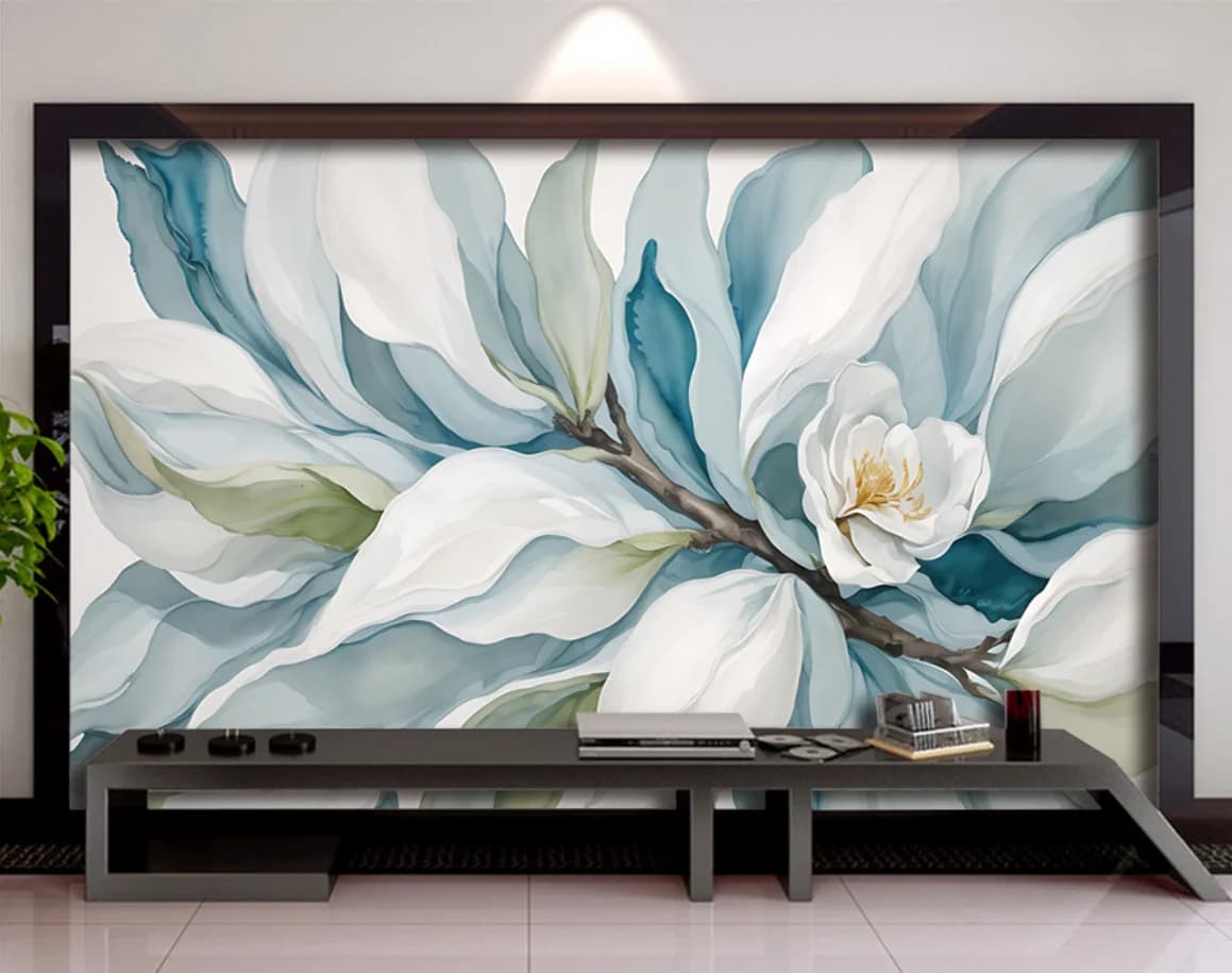 Carta da parati personalizzata Pianta nordica dipinta a mano e fiore luce TV di lusso divano sfondo muro Decorazioni per la casa creative Murale 3D