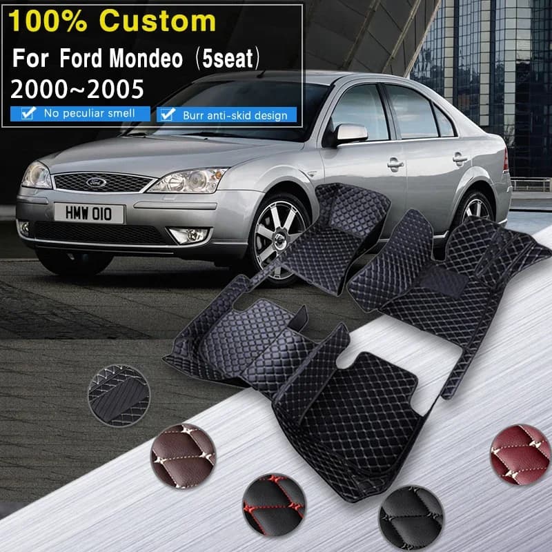 Tappetini per auto completi per Ford Mondeo Contour Metrostar 2000 ~ 2005 MK2 3 Tappetini per auto Set completo per auto in fibra sintetica Acce