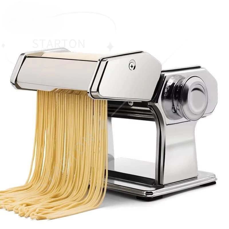 Macchina per pasta a manovella, 2 lame, in acciaio inossidabile, manuale, per gnocchi, macchina per fare noodle, pressatura, taglierina per spaghetti