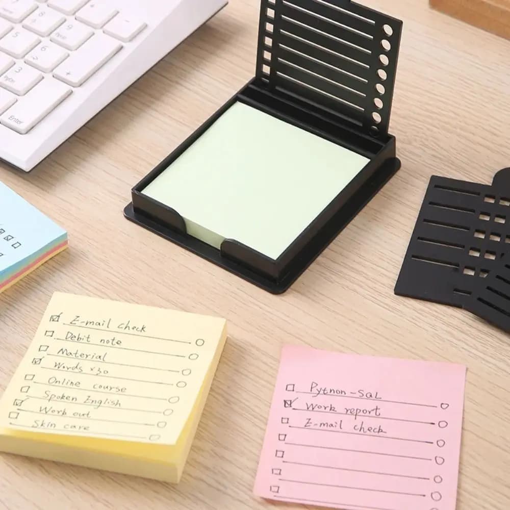 5IN1 Sticky Note Holder Set with Template Versatile Line Drawing Sticky Note Stencil Multi Purpose Storage Tool