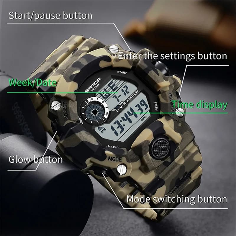 Sanda 2183 Orologi da uomo sportivi militari di moda Orologio impermeabile per uomo Cronometro antiurto stile S Orologio da polso digitale antiurto