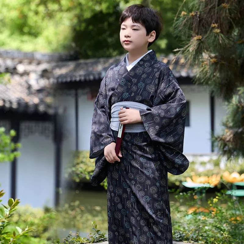 Kimono da samurai per ragazzi giapponesi con cintura Accappatoio kimono tradizionale estivo autunnale Yukata
