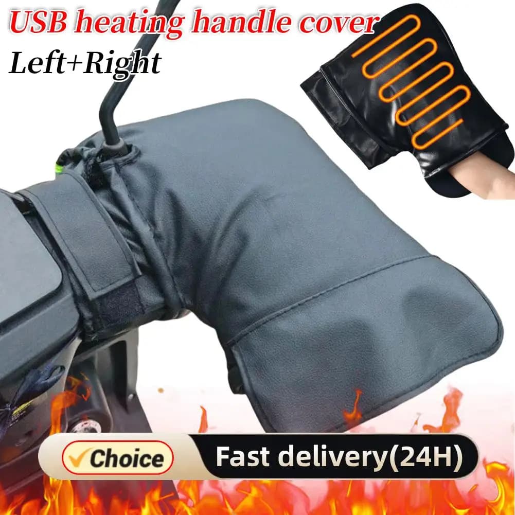 Guanti da moto con impugnatura riscaldata Guanti da moto impermeabili Riscaldamento Manicotti caldi Ricarica USB Accessori riflettenti per motoslitta