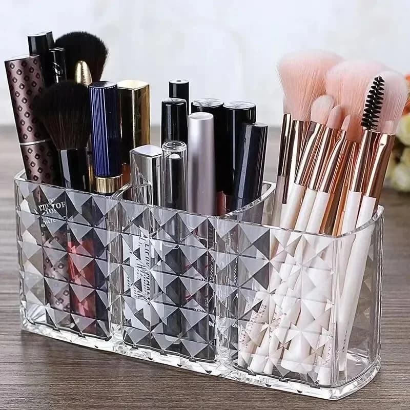 1/2 pezzi di contenitore portaoggetti a specchio con motivo a diamante, portaoggetti per cosmetici e rossetti da bagno