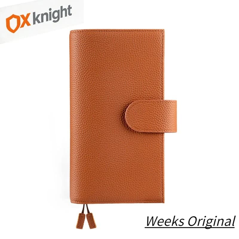 OX KNIGHT 2026 Nuovo Planner Originale in Pelle Lychee con Copertina per Taccuino, per Hobonichi, con Tasca Posteriore, Diario e Cancelleria