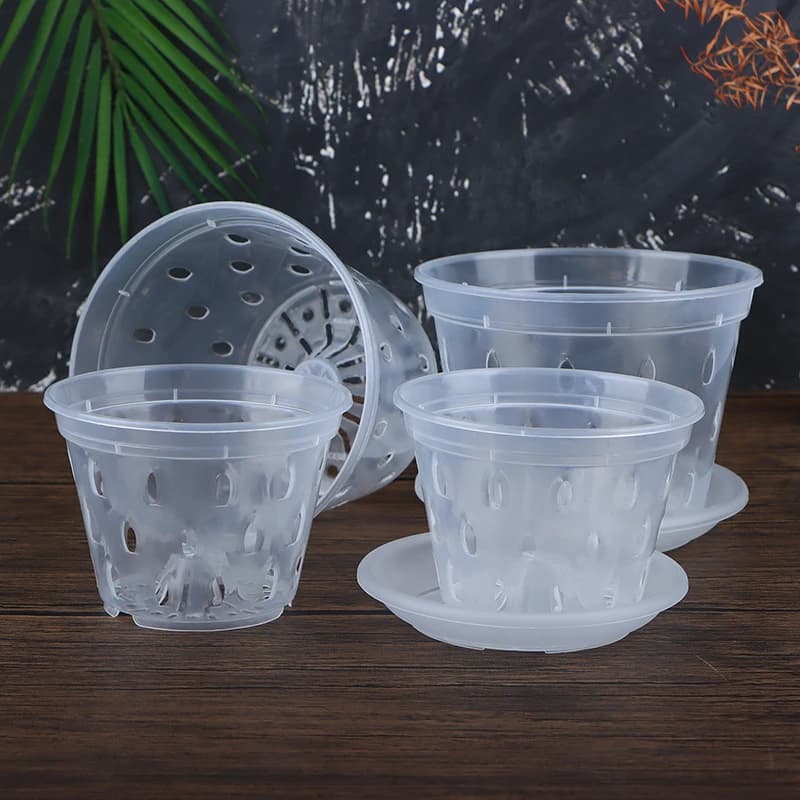 1Pc Phalaenopsis Special Flower Pot Garden Drainage Basin With Holes Transparent Orchid Basket Plastic Breathable Flower Pot