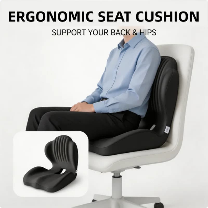 Cuscino Lombare in Memory Foam Ergonomico per Sollievo dal Dolore alla Schiena, per Sedia da Ufficio, Sedile Auto, Comfort per Lunghe Sedute, Supporto per la Vita