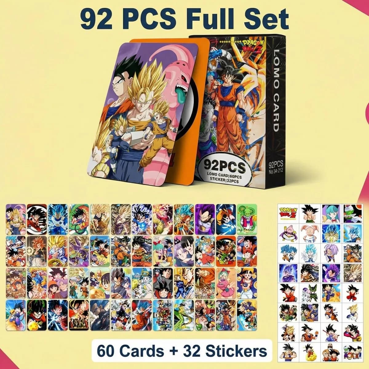 Carte Fotografiche Anime DBZ, 92 Pezzi, Carte Collezionabili di Alta Qualità con Goku e Vegeta, Regalo per Fan degli Anime