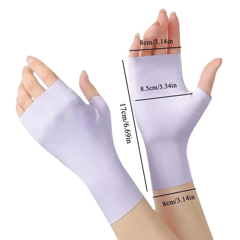 Protective Gloves for Gel Nails, Without fingers, Subtles, Ice Silk, Professional UV Solar Protection