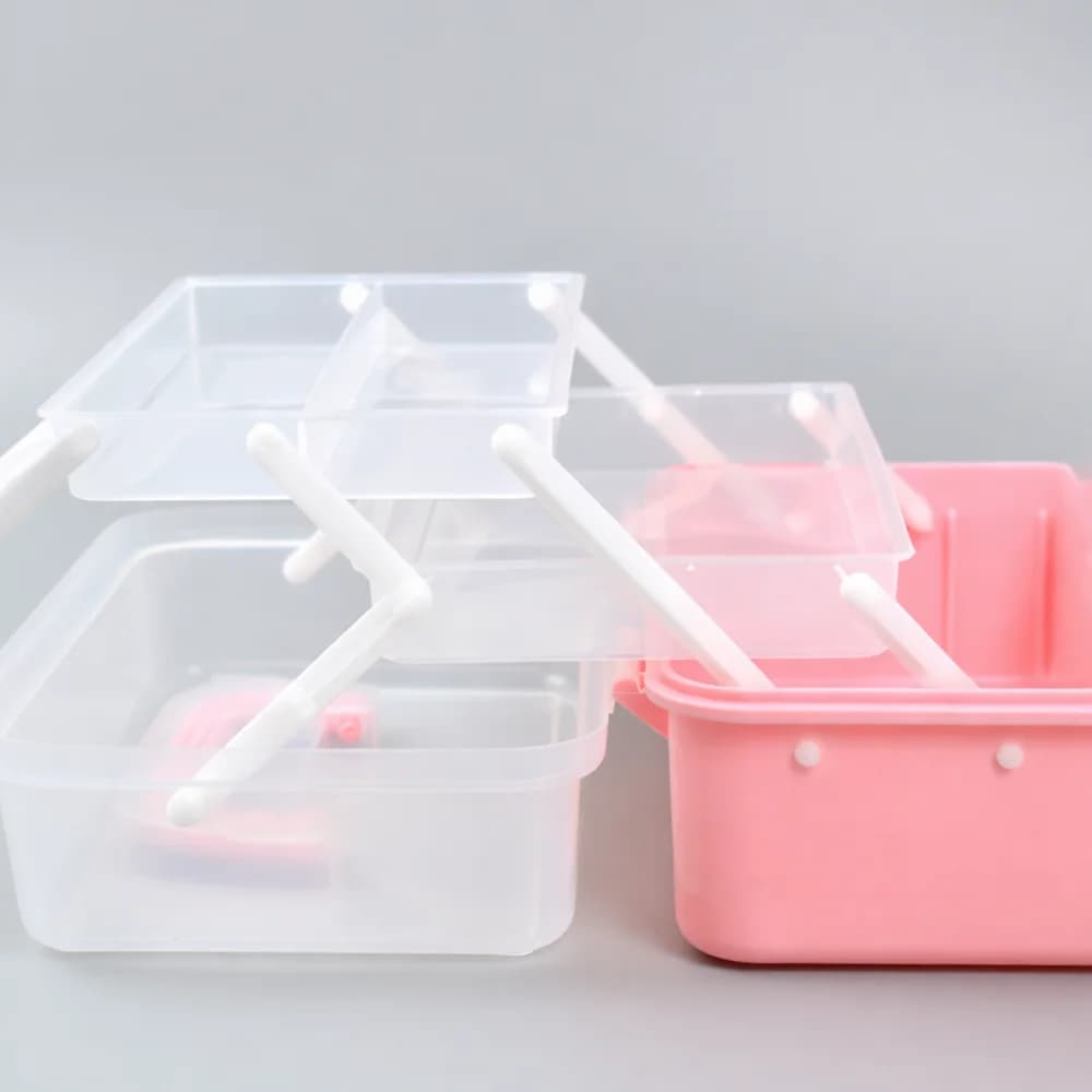 Portable Three Layer Makeup Organizer Folding Cosmetic Case Nail Tool Storage Container Desktop Jewelry Holder Travel Storage