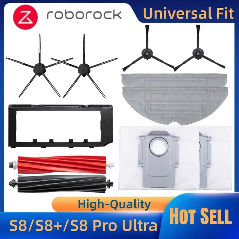 Roborock S8/S8+/S8 Pro Ultra Robot Vacuum Spare Parts Mop Cloths Main Side Brushes HEPA Filters Dust Bags Accessories