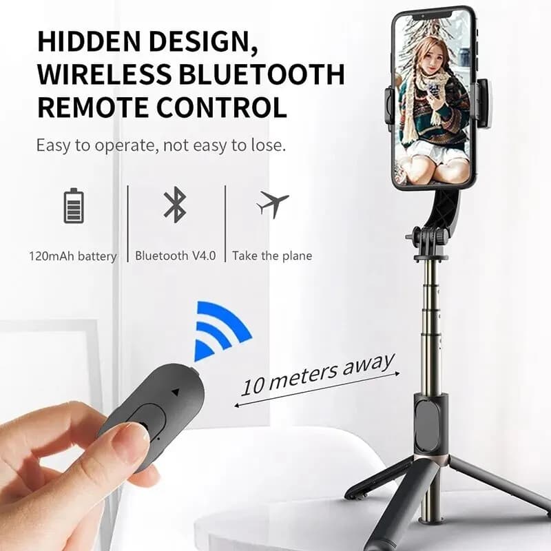 Stabilizzatore portatile Bluetooth per smartphone Gimbal portatile con treppiede Q08 Selfie Stick Gimbal pieghevole per iPhone Xiaomi