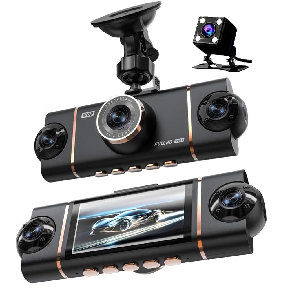 360 ° Telecamera per auto a 4 canali WiFi, videoregistratore per visione notturna, controllo tramite app, registrazione in loop, accessori per auto