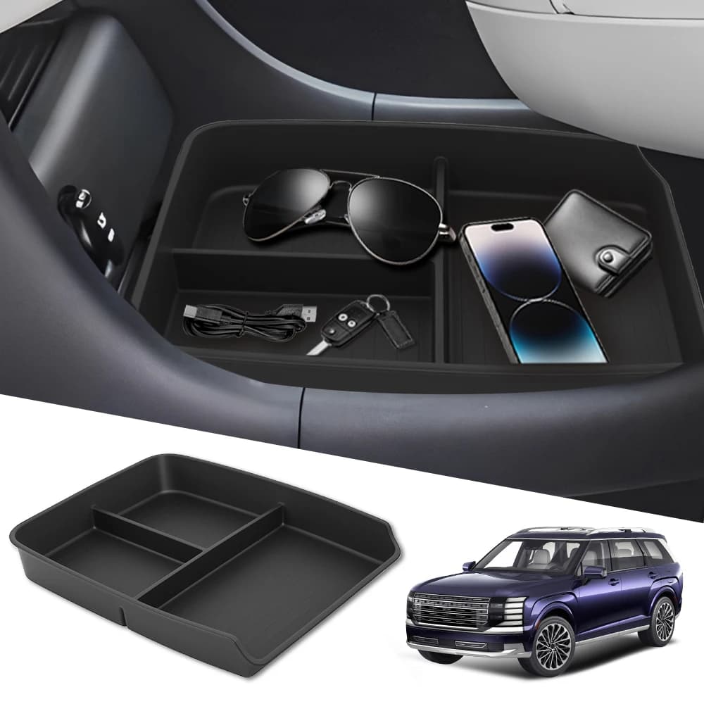 Armrest Storage Tray For Hyundai Palisade 2026 Lower Center Console Organizer Box TPE Car Interior Accessories Black