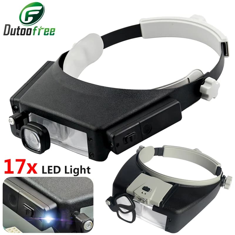Nuova lente d'ingrandimento per fascia luci a LED lente d'ingrandimento per microscopio occhiali stile casco lente per riparare la lettura di gioielli per orologi