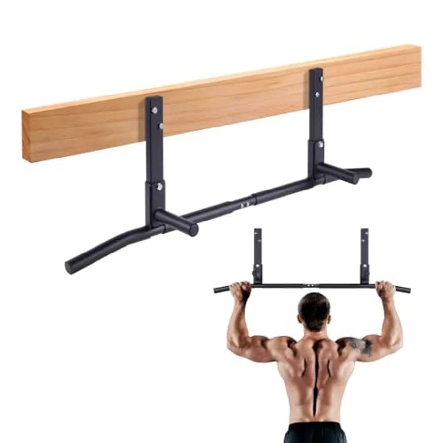 Joist Mount ceiling traction bar for home gym Crossfit - 4 handles resistant multi-grip bar