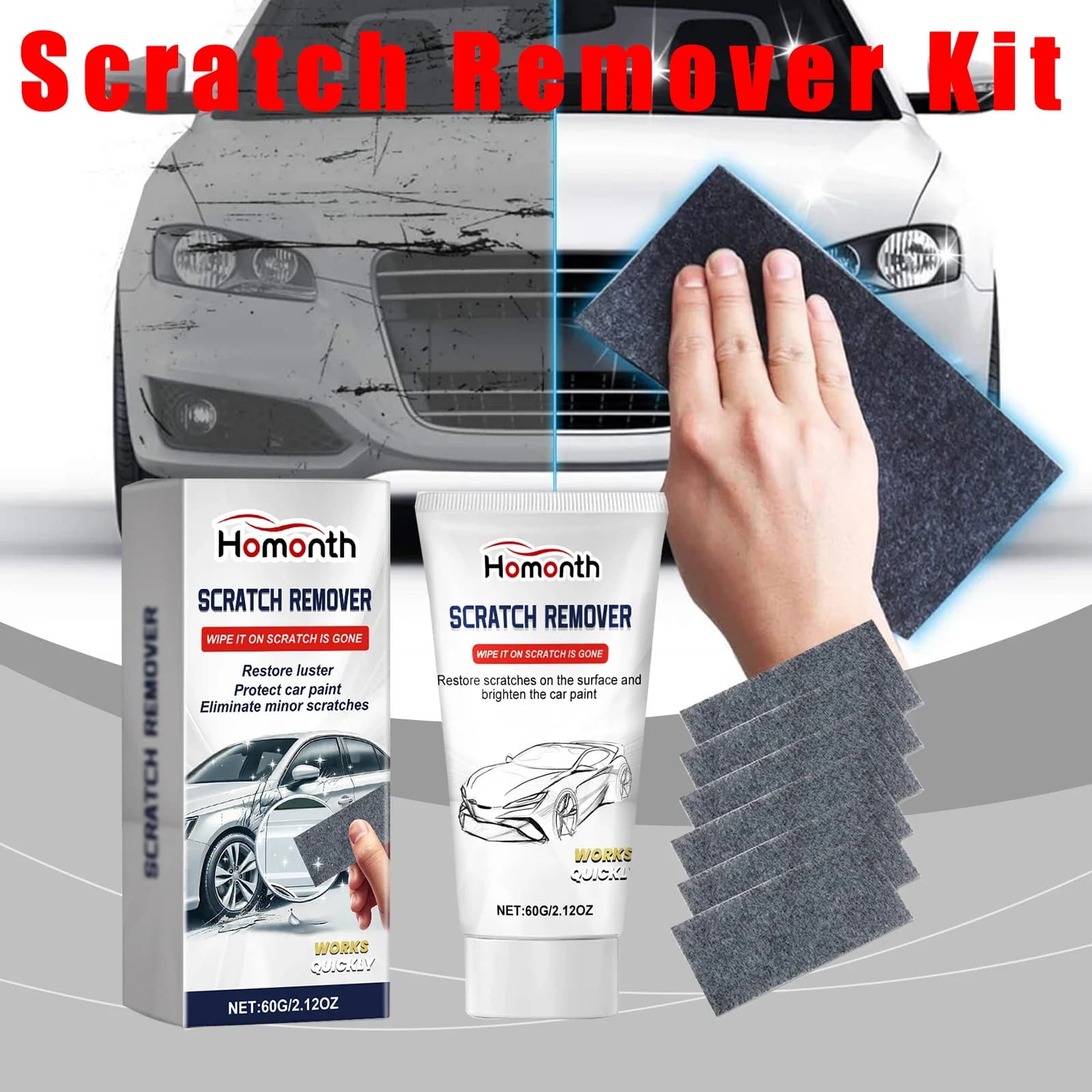 60g Auto Scratch Remover Nano Flash Panno Kit Composto Auto Lucidatura Anti Scratch Cleaner Crema Auto Lucidatura Cura Strumento di Riparazione