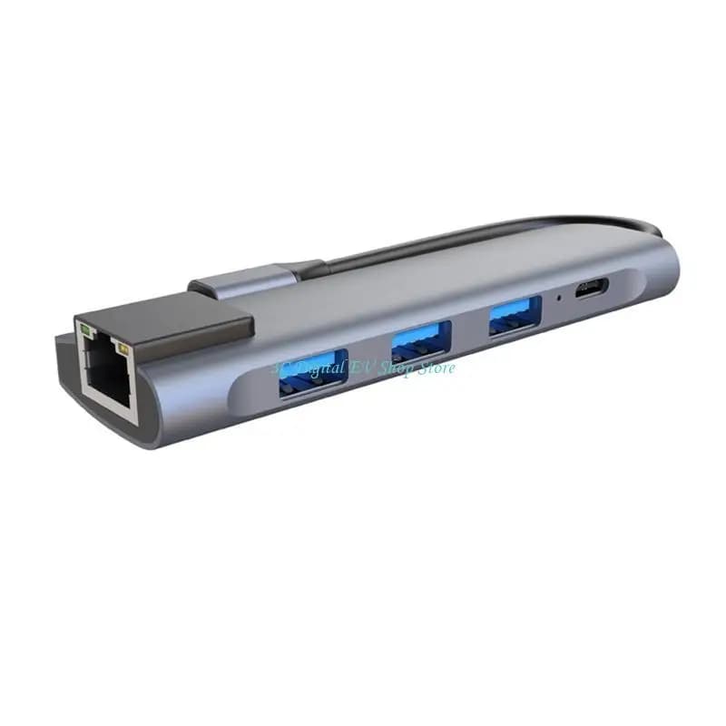 E74D Dock Station ultraveloce Hub USB C 5 in 1 Hub trasferimento dati sicuro da 5 Gbps Adattatore da tipo C a USB/RJ45 PD Uso