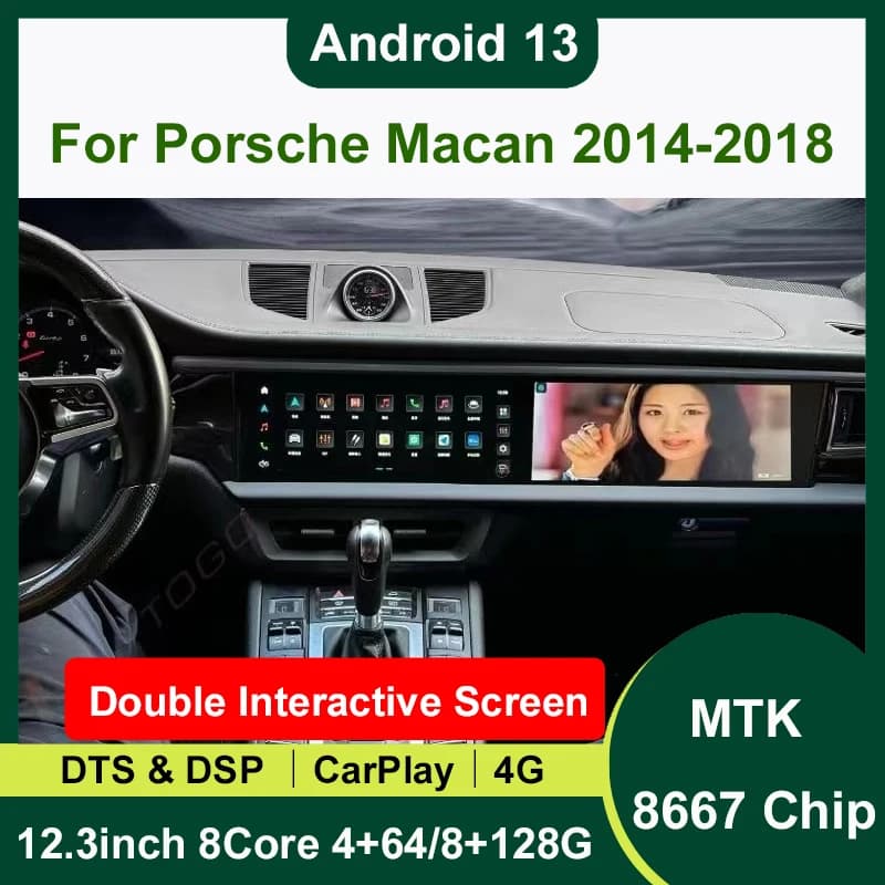 Doppio Schermo Interattivo Android 13 8 + 128G autoradio Per Porsche Macan 2014-2018 Auto Multimedia Stereo DSP 360 Navigazione