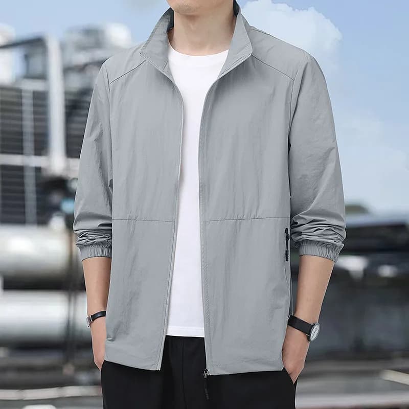 Casual Long Sleeve Sun Protection Clothing Men's 2026 New Lightweight Breathable Outdoor Jacket Trendy Silk Outerwear Stand C...