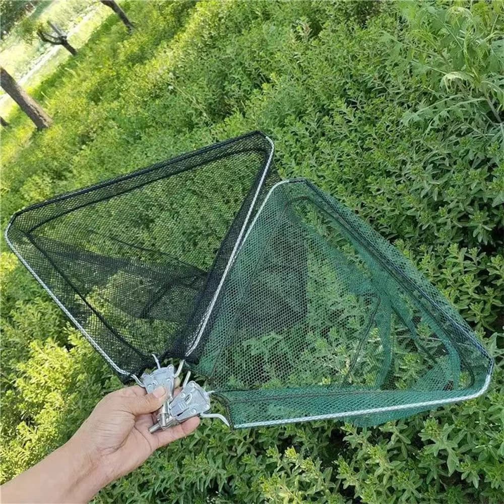 Lawaia guadino da pesca in acciaio inox testa a rete Multi-filo rete da pesca in Nylon strumento per la pesca a mosca triangolo pieghevole