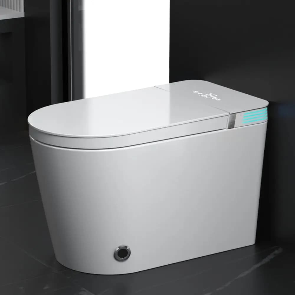 WC intelligente con controllo vocale, apertura e chiusura automatica, bidet integrato, sedile riscaldato automatico, telecomando.